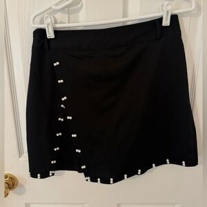 Black Pearl-Embellished Mini Skirt